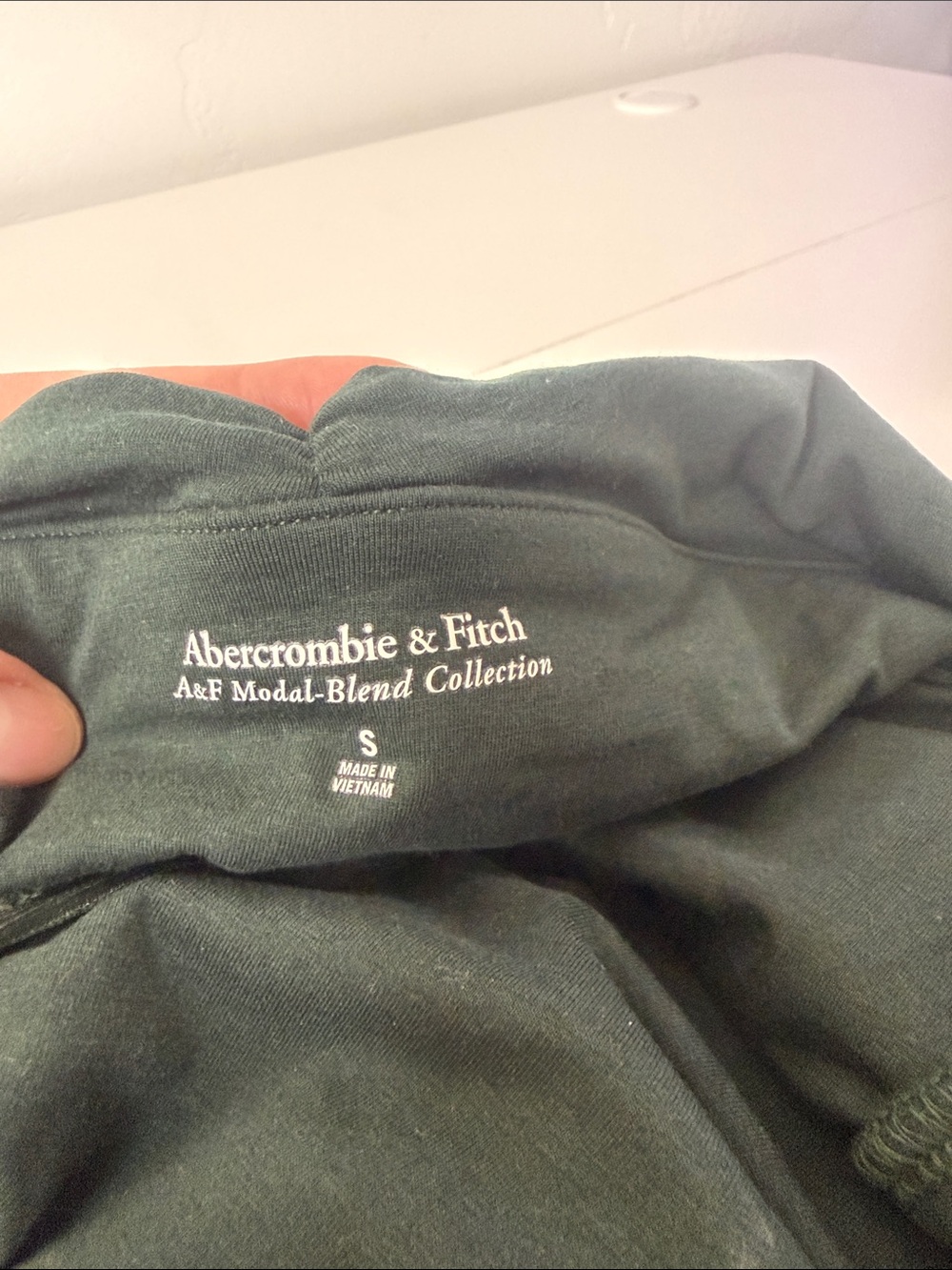 Abercrombie & Fitch Forest Green Off-Shoulder Ruched Top with Gold Accent - Picture 3 of 3